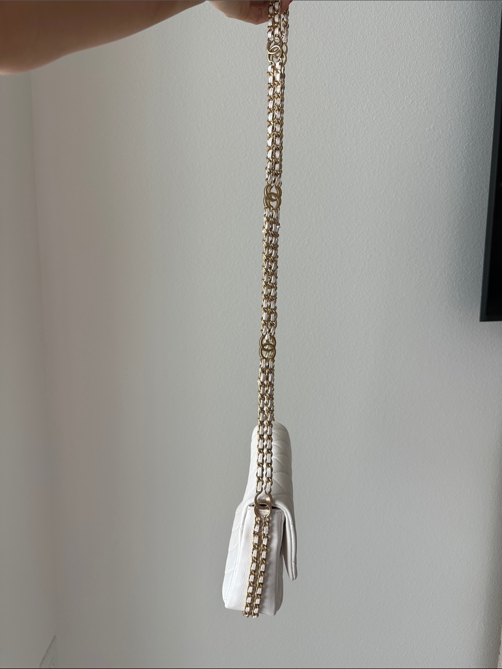 White Chanel Mini Gold Flap Bag - Picture 9 of 16
